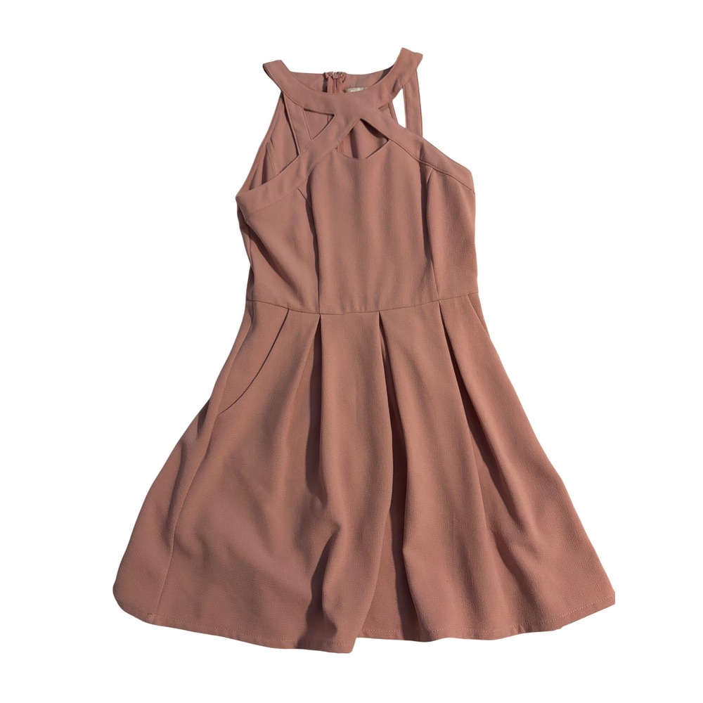 Speechless Fit and Flare Dress Cutout Dusty Rose Pink Pockets Medium Coquette